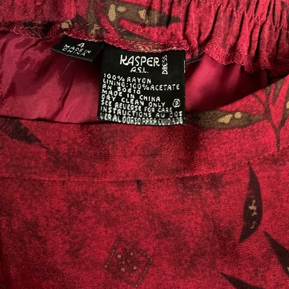 Kasper Burgandy 2 pc Tropical Design Blouse, Maxi Skirt Evening Dress Set Sz4 - Picture 7 of 14